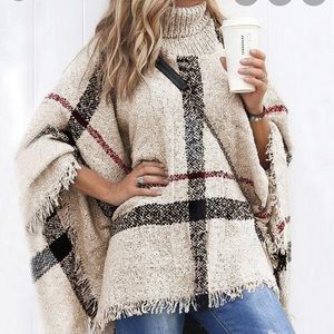 Stripe Tassel Loose High Collar Sweater
